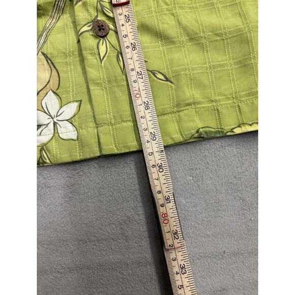 Tommy Bahama Shirt Mens Small Green Silk Floral Hawaiian Button Up Camp Luau - Picture 4 of 6